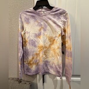 Zine Clothing Tie-Dye Long Sleeve Top in Purple and Brownish Gold